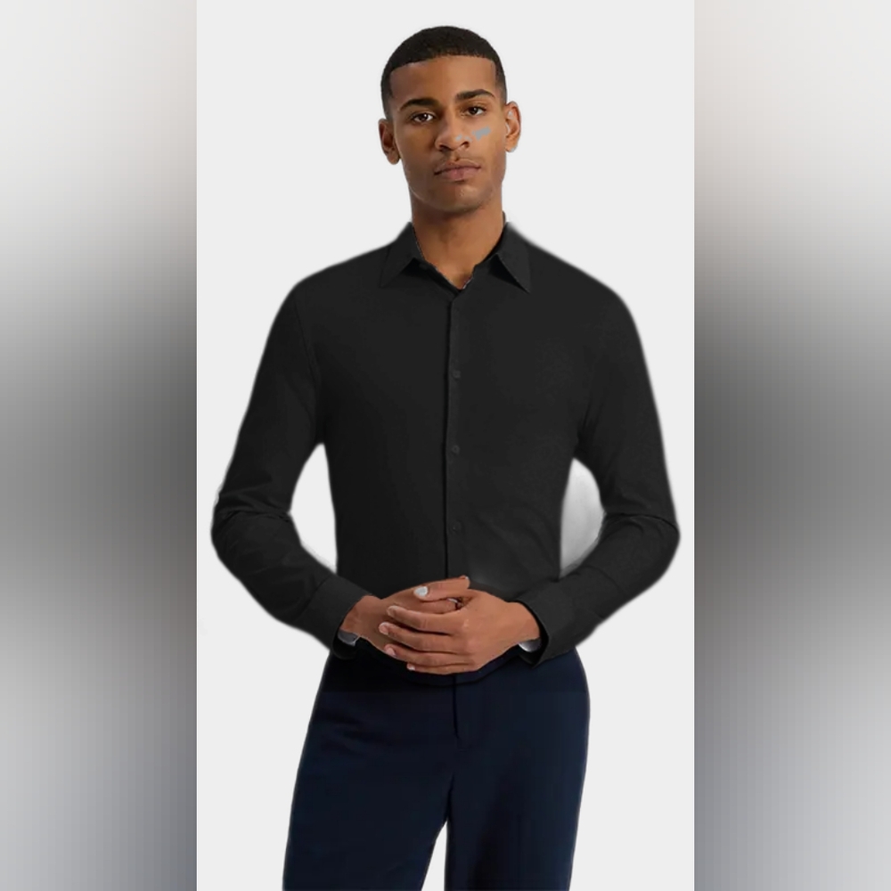 Express Solid 1MX Dress Shirt Black